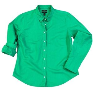 J. Crew Kelly Green Linen Button Down Shirt- Long Sleeve- Size 12